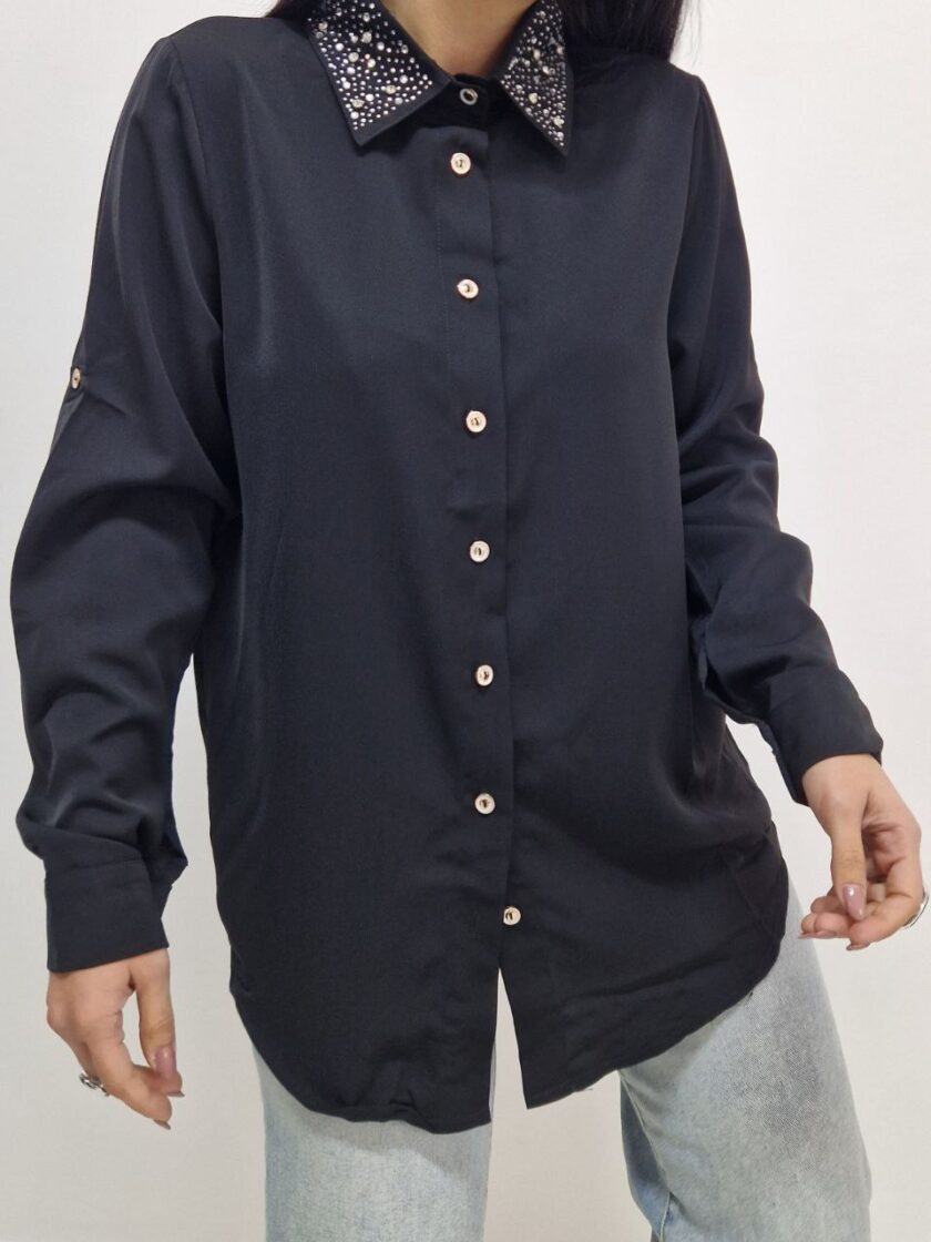 Camicia relaxed fit collo gioiello