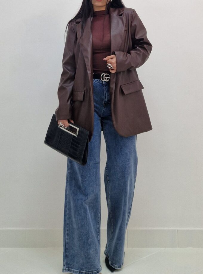 Blazer In Ecopelle - Nero