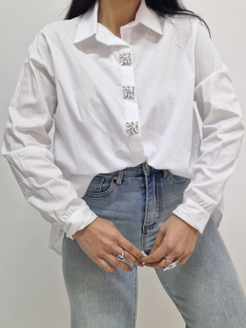 Camicia In Cotone Con Dettagli Gioiello
