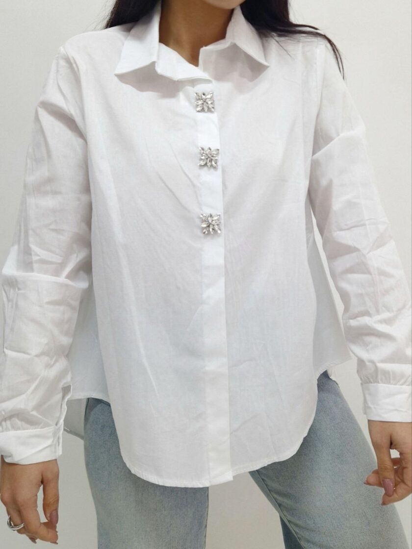 Camicia In Cotone Con Dettagli Gioiello - immagine 3