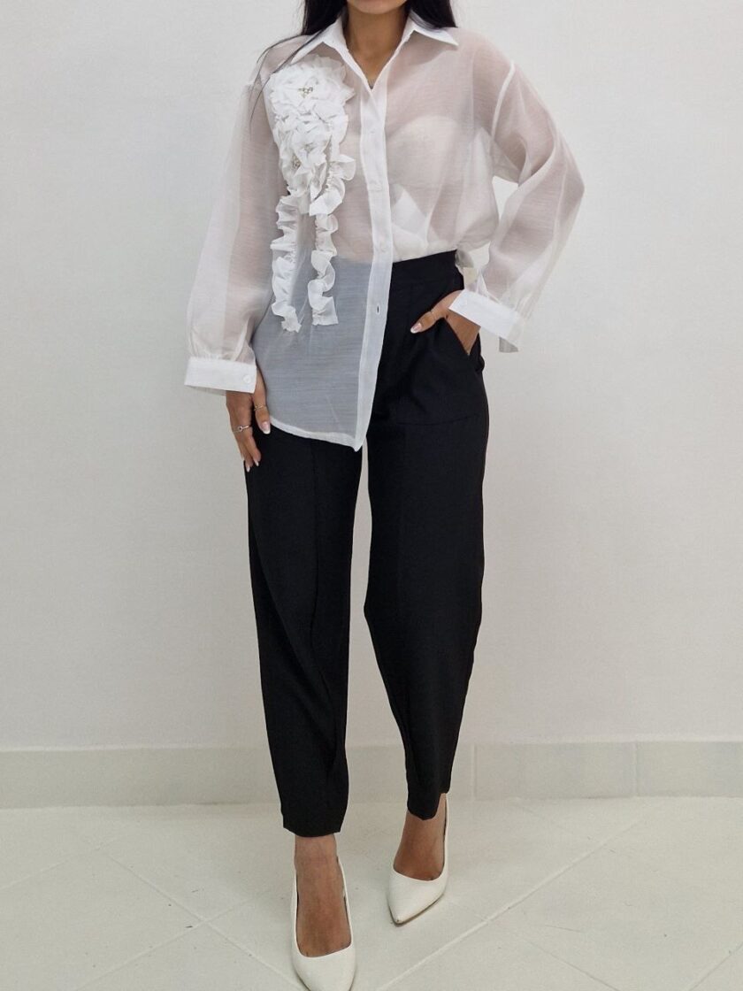Camicia Flowers Con Applicazioni in Strass e Perle - immagine 4
