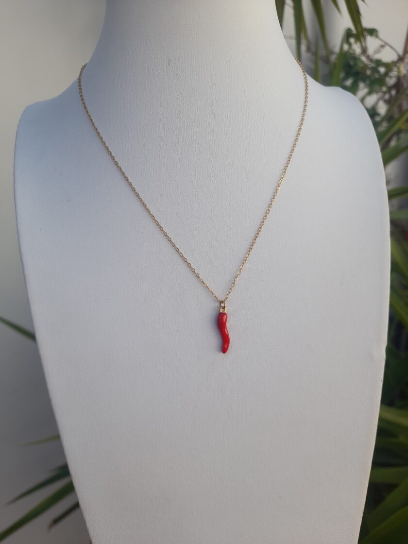 Collana Cornetto Rosso - Gold