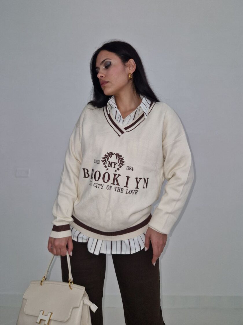 Maglione College Oversize - Panna