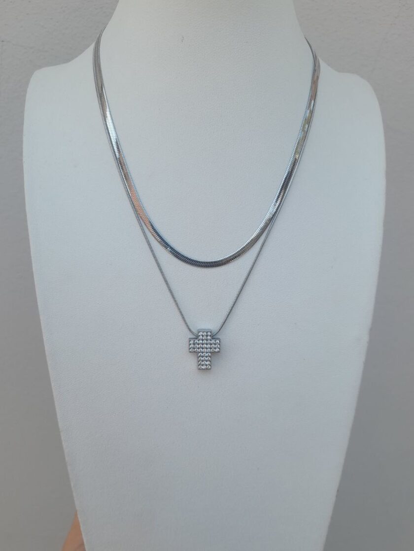 Collana Dilogy Snake Croce - Silver