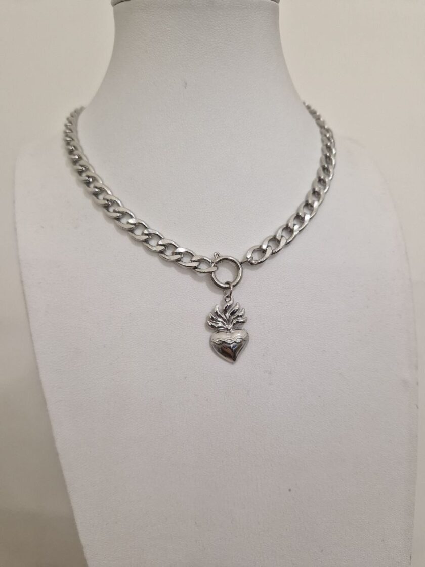 Collana Catena Cuore Sacro - silver