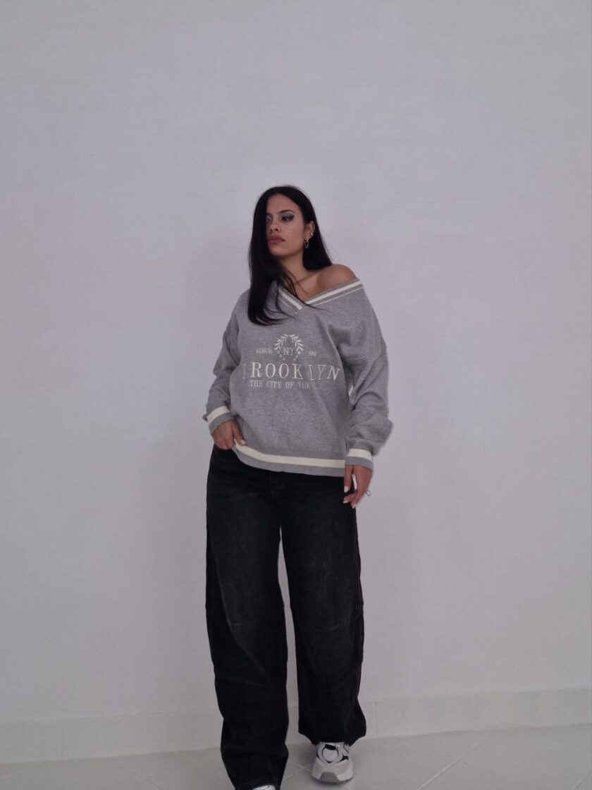 Maglione College Oversize - Grigio - immagine 2