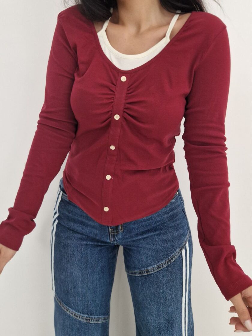 Maglia In Cotone Con Finta Canotta