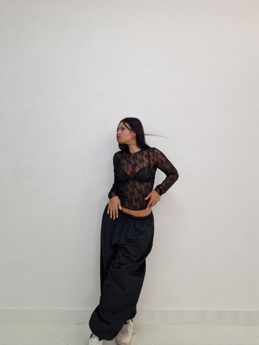 Pantalone Baggy Acetato - Nero