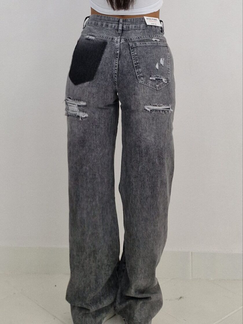 Jeans Wide Leg Con Finta Tasca Scura - immagine 2