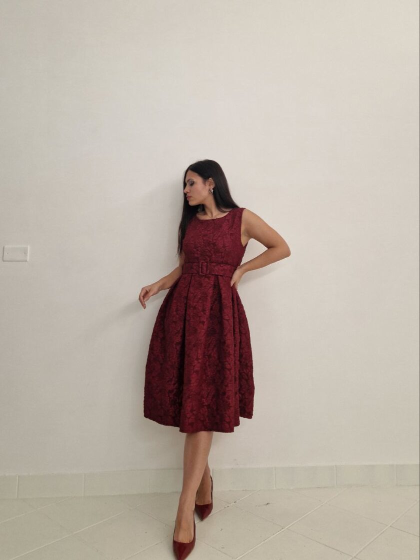 Abito Jacquard Bordeaux