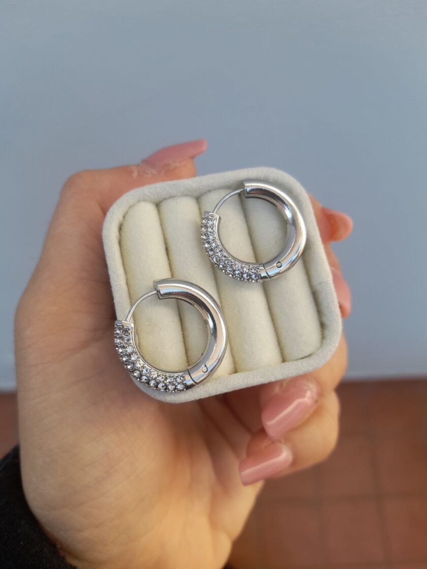 Orecchi Cerchi Bombati Lux -Silver