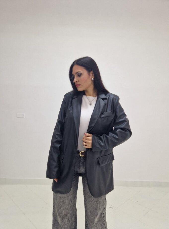 Blazer In Ecopelle - Nero