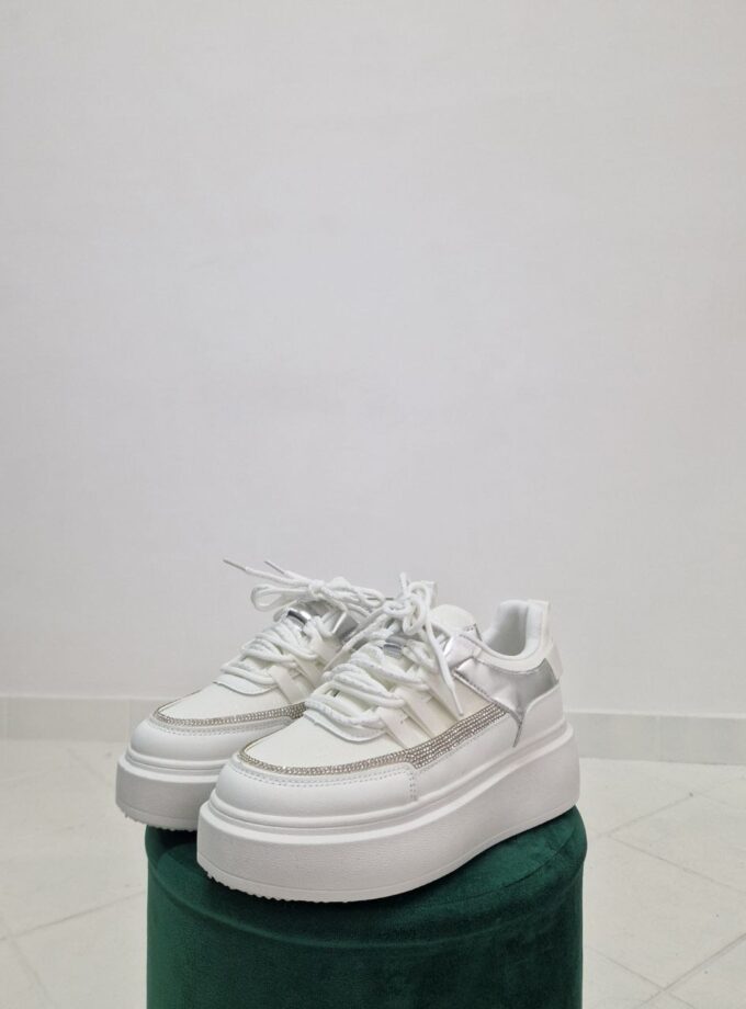 Sneakers White Con Brillantini