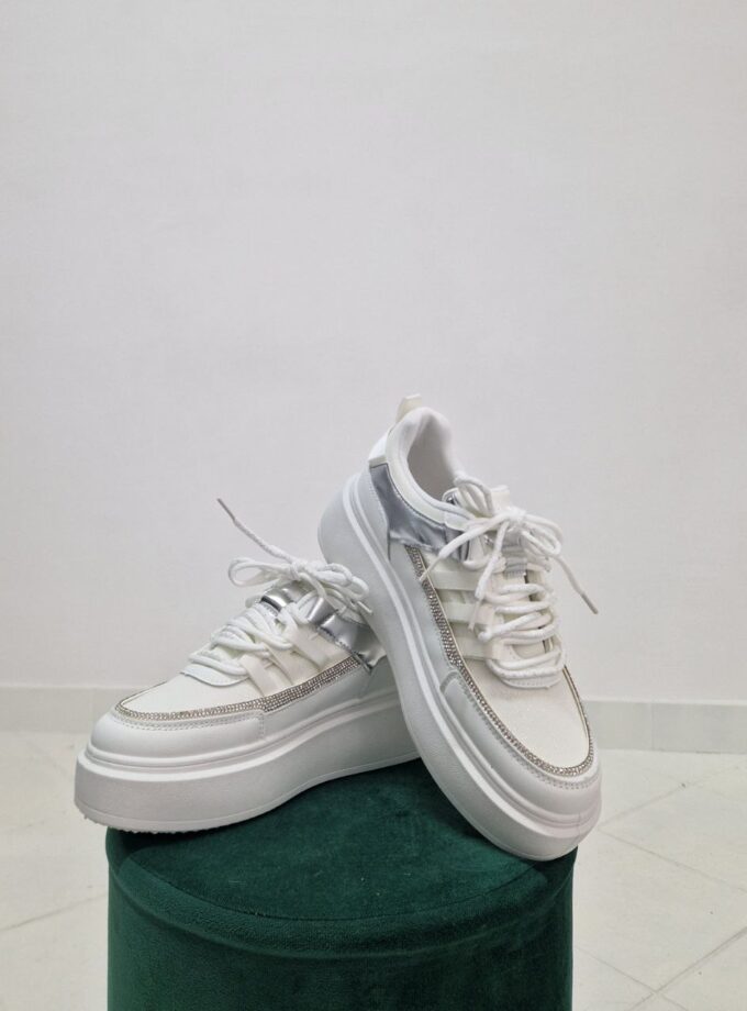 Sneakers White Con Brillantini
