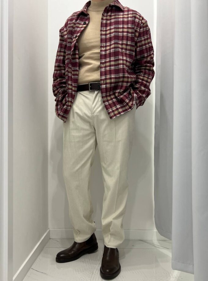 Pantalone Costine Uomo - Panna
