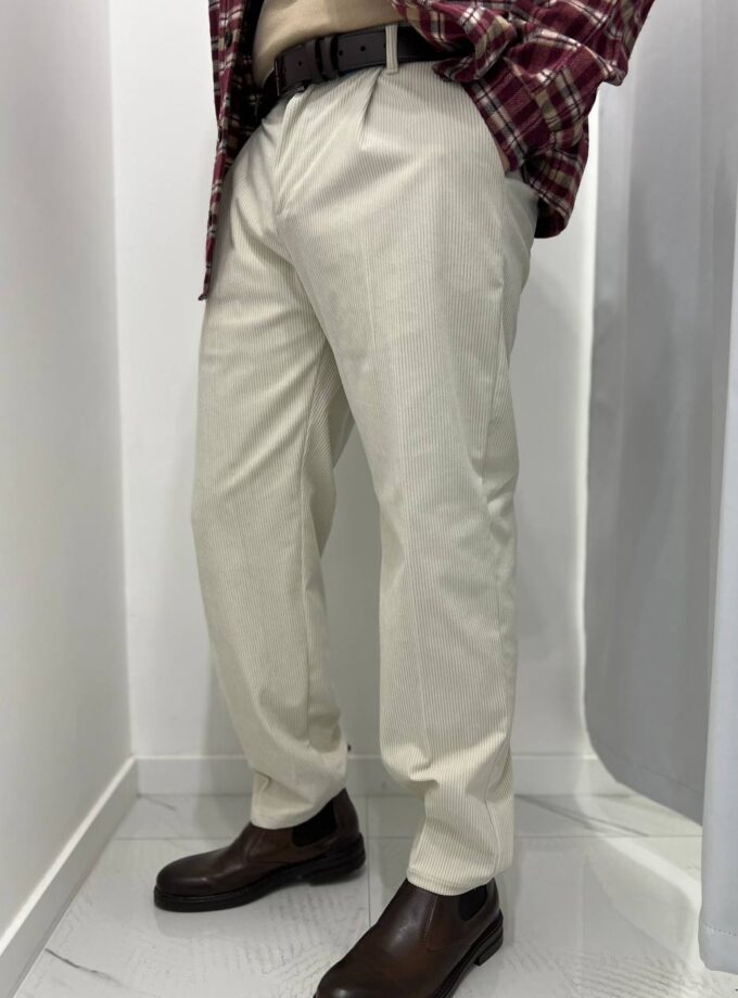 Pantalone Costine Uomo - Panna