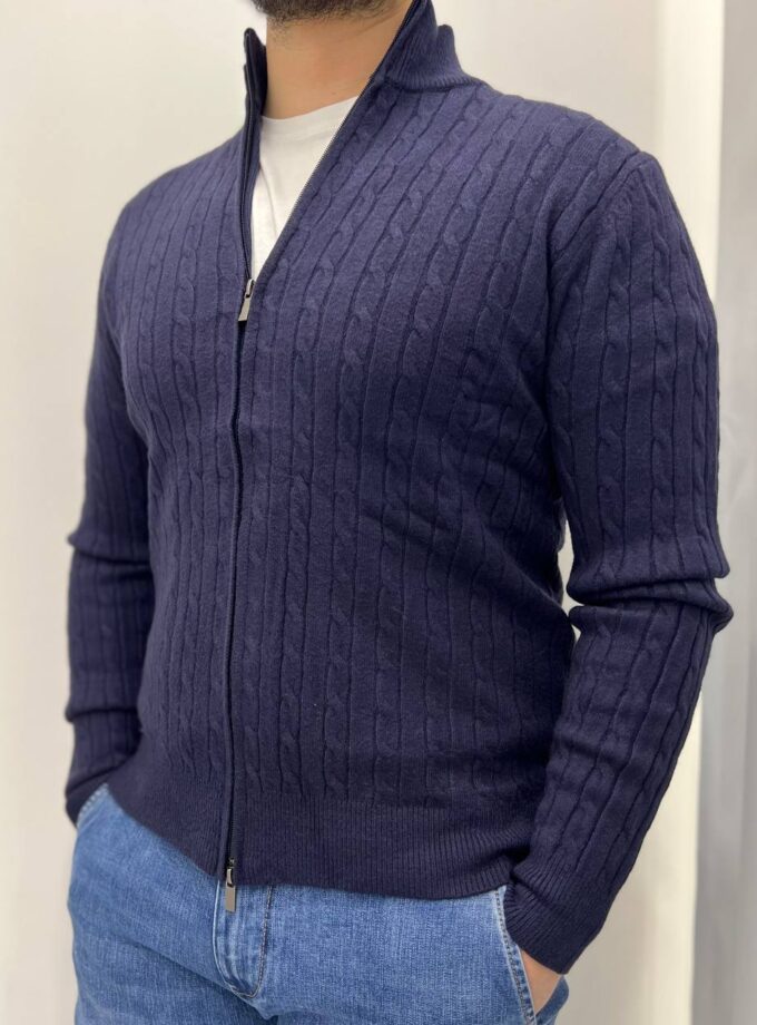 Cardigan Uomo Con Cerniera - Blu