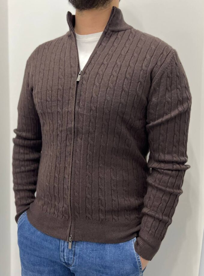 Cardigan Uomo Con Cerniera - Marrone