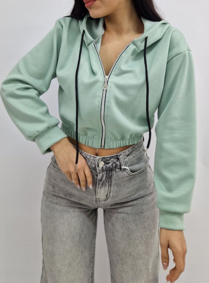 Felpa Crop NY - Verde menta