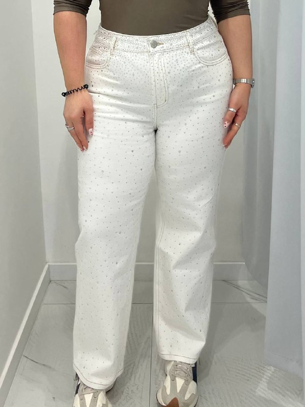 Jeans White Strass (Taglia Comoda)