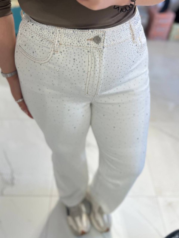 Jeans White Strass (Taglia Comoda)