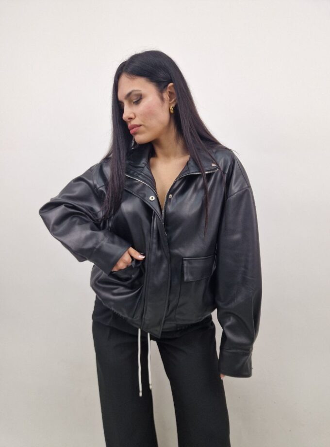 Giacca In Ecopelle Bomber