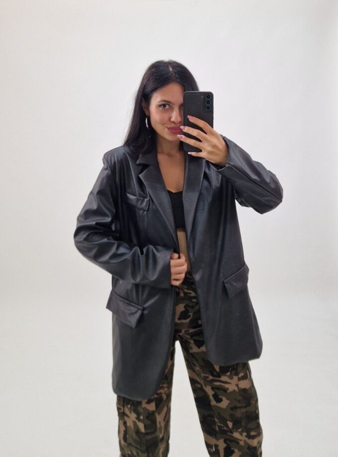 Blazer In Ecopelle - Nero