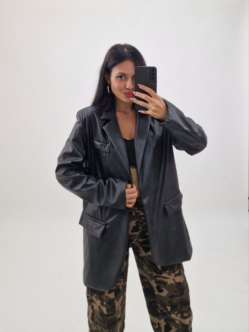 Blazer In Ecopelle - Nero