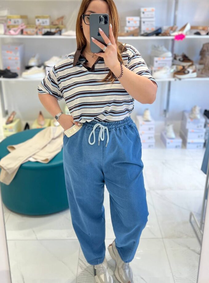 Pantalone Baggy Effetto Jeans