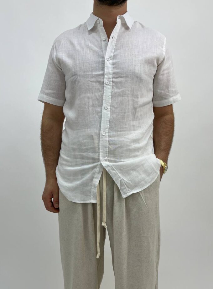 Camicia 100% Lino Mezza Manica - Bianca