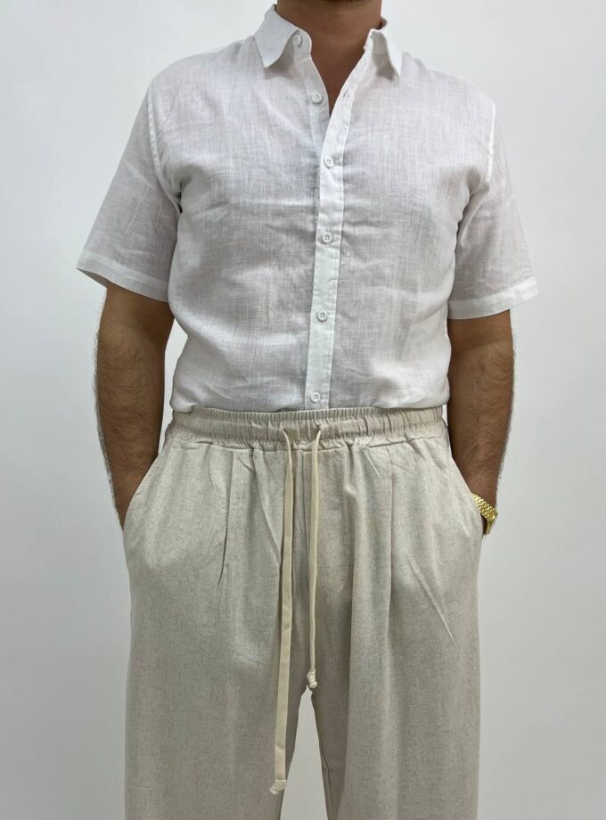 Camicia 100% Lino Mezza Manica - Bianca