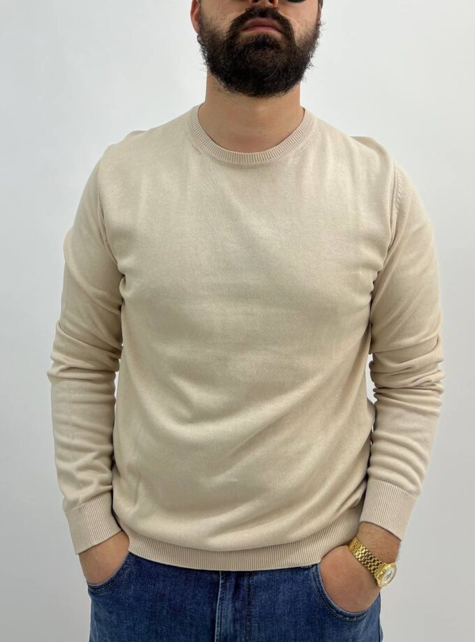 Maglia In Filo Basic - Beige