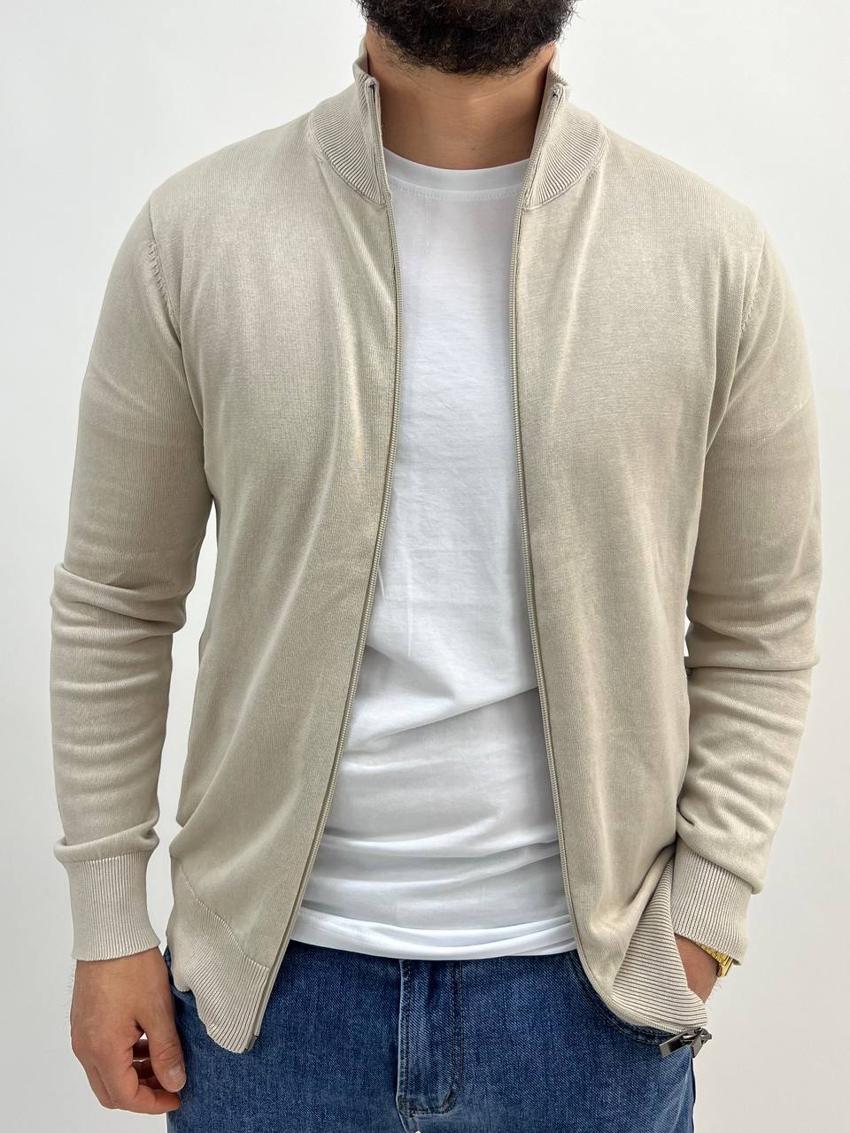 Cardigan In Filo Man - Beige