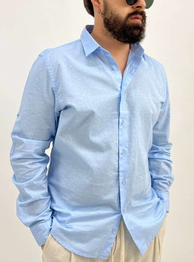 Camicia Summer In Lino Man - Azzurra