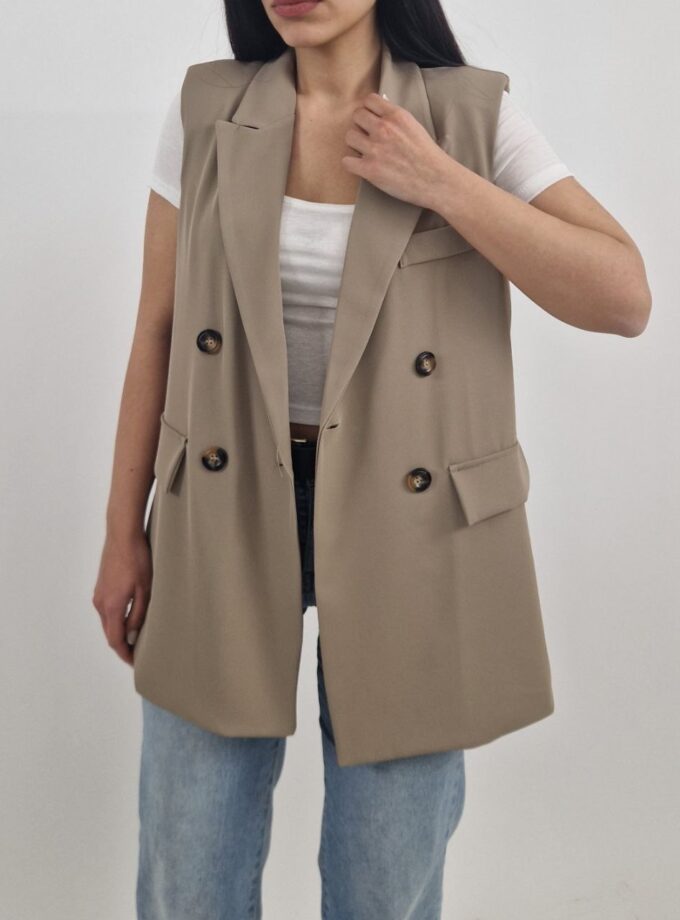 Giacca Smanicata Doppio Petto - Beige