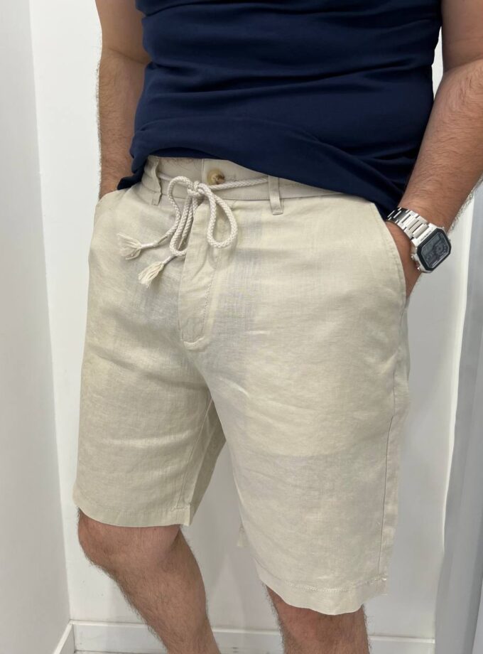 Bermuda In Lino Uomo - Beige