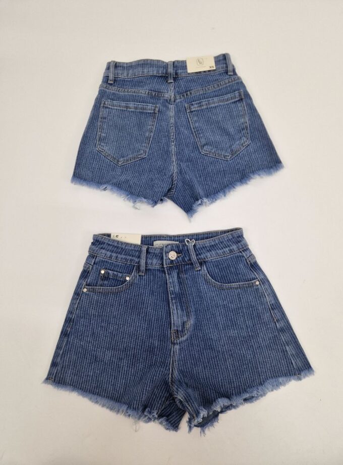 Pantaloncino In Jeans Effetto Rigato