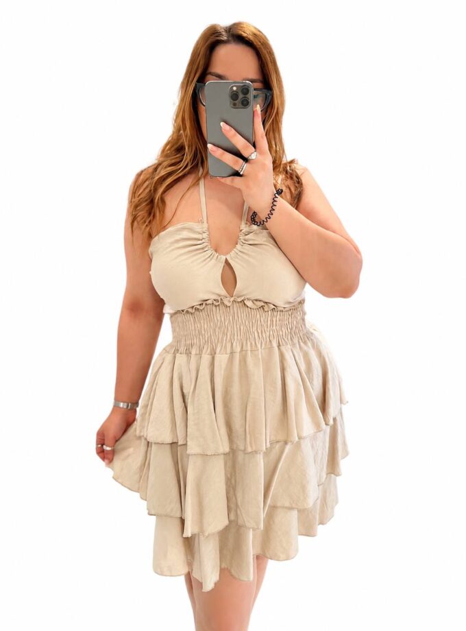 Abitino Curvy In Simil Lino - Beige
