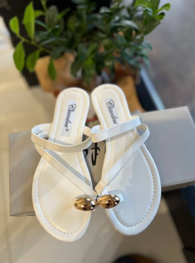 Sandalo Flat A Fasce Incrociate Bianco