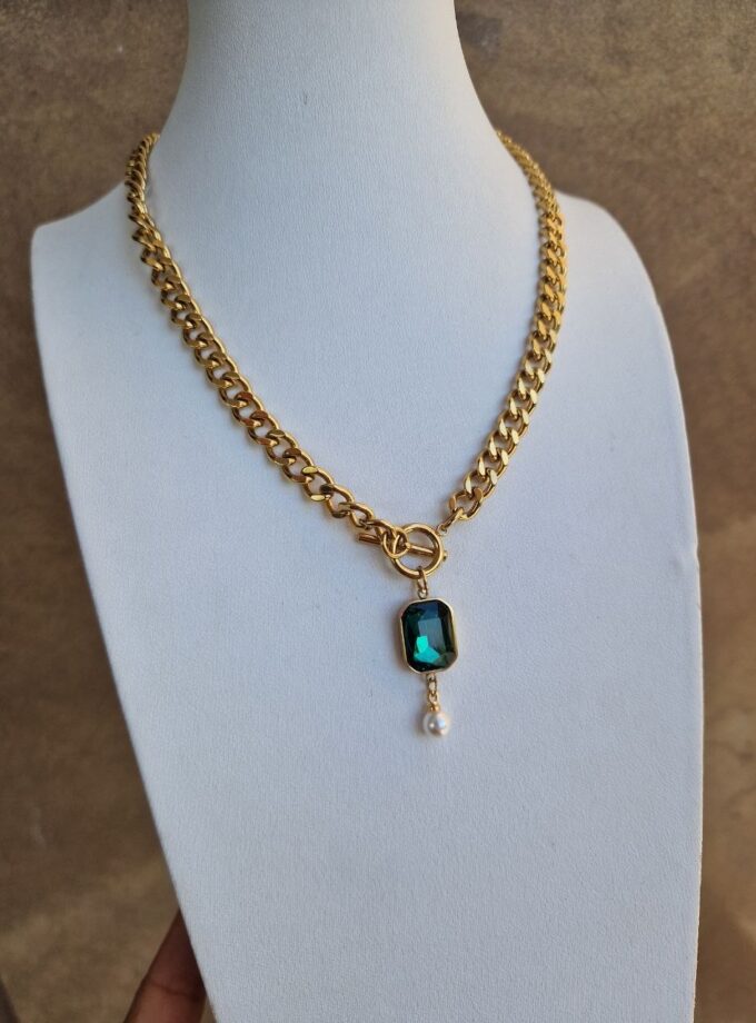 Collana Groumette Zirconia Green