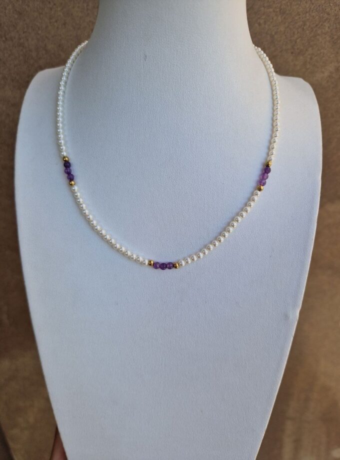 Collana Girocollo Perline Violet