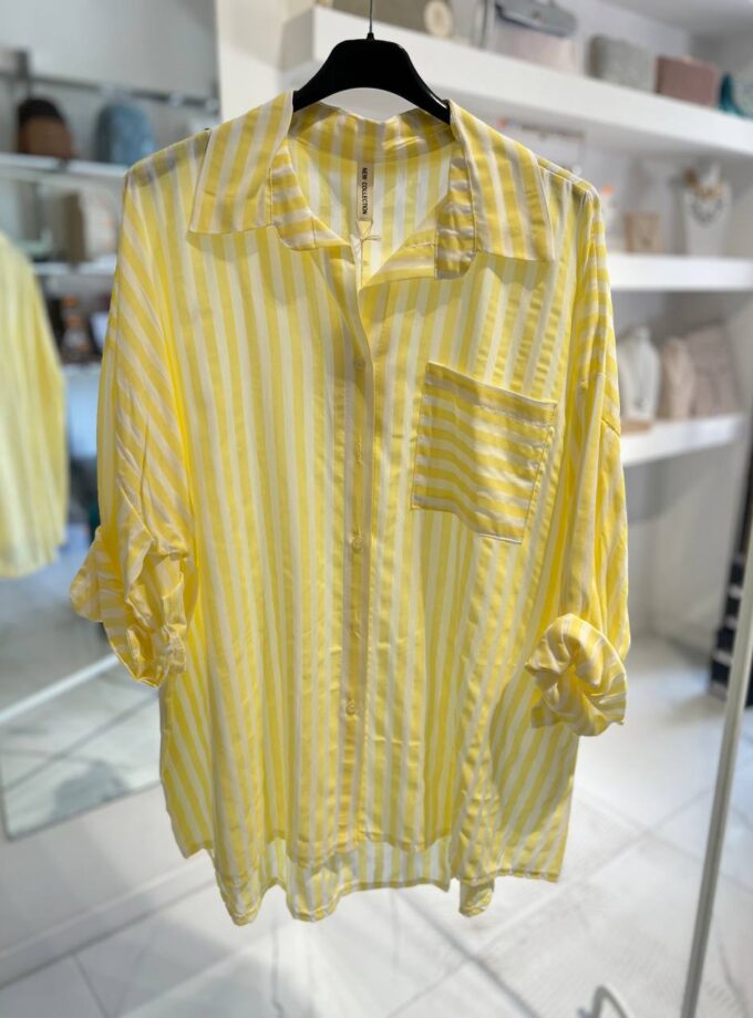 Camicia Summer Rigata Gialla Curvy