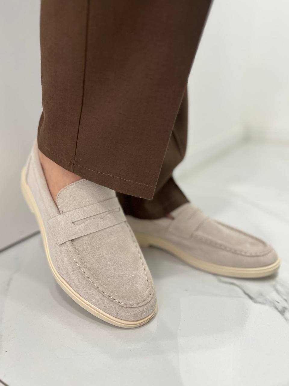 Mocassino Scamosciato - Ghiaccio