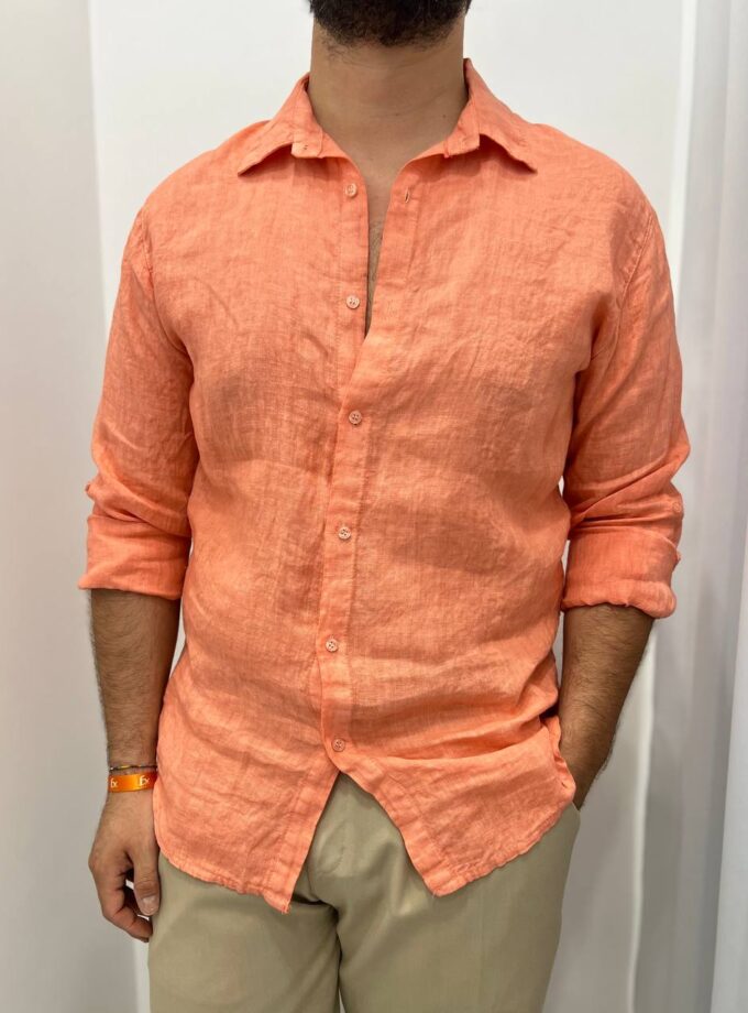 Camicia In Lino - Salmone