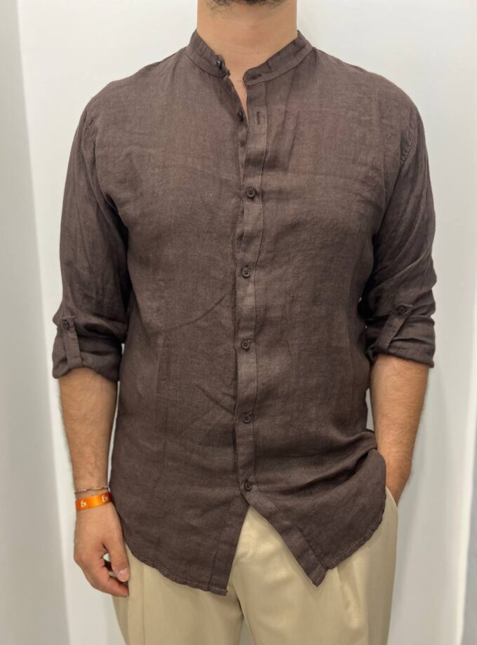 Camicia In Lino - Marrone