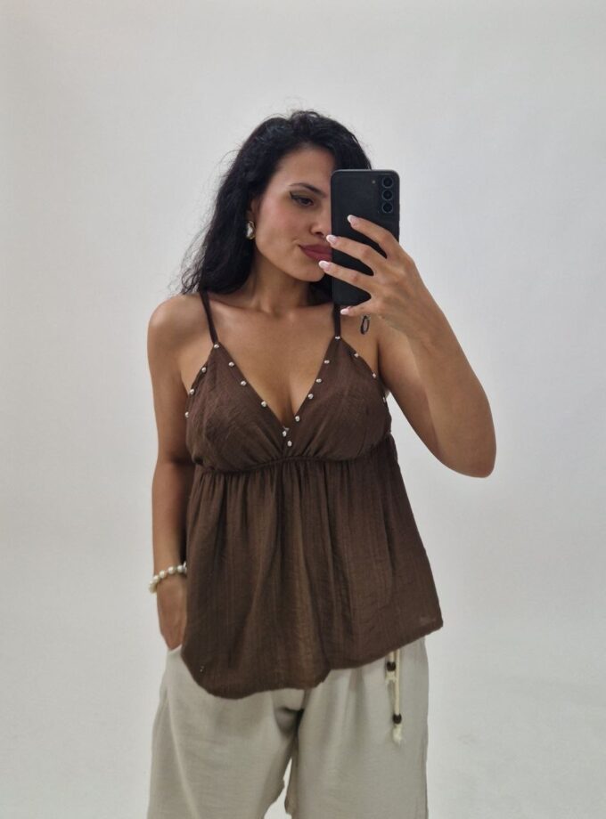 Top Borchie - Marrone