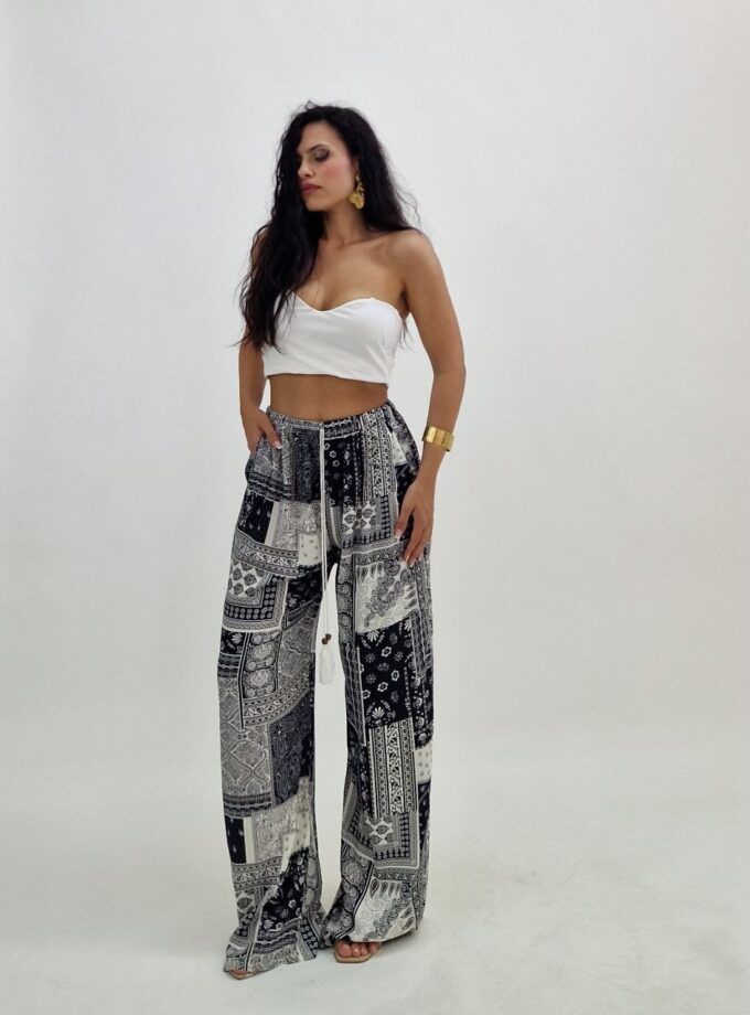 Pantalone Palazzo Bandana - Blu/Bianco