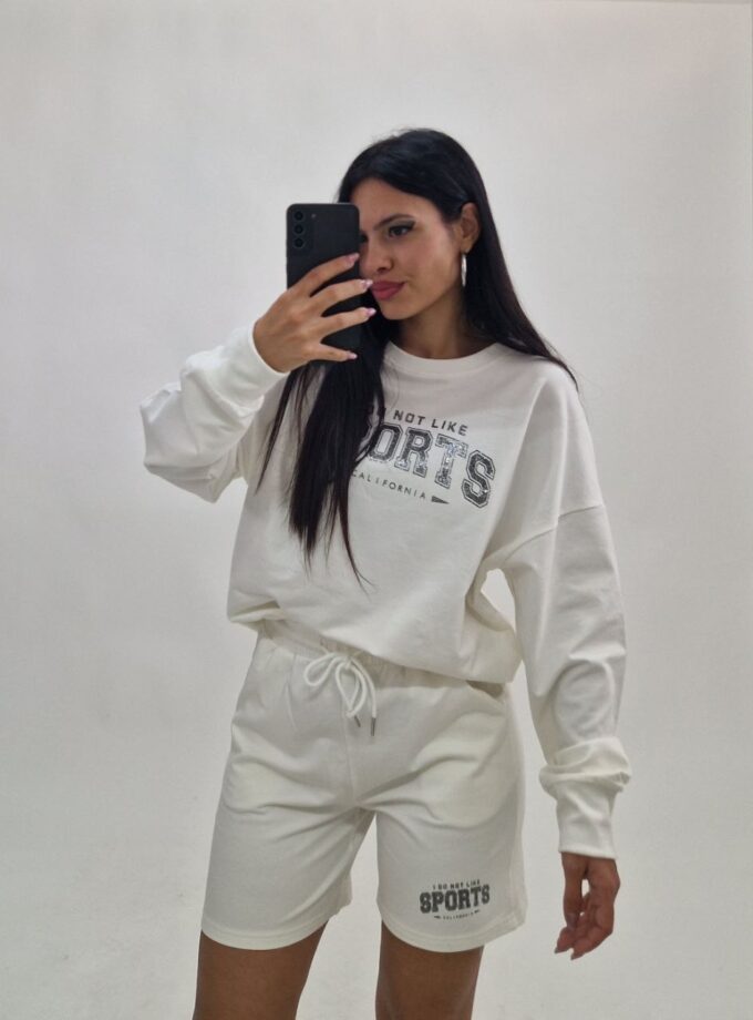 Coordinato Sportivo Con Shorts - Bianca