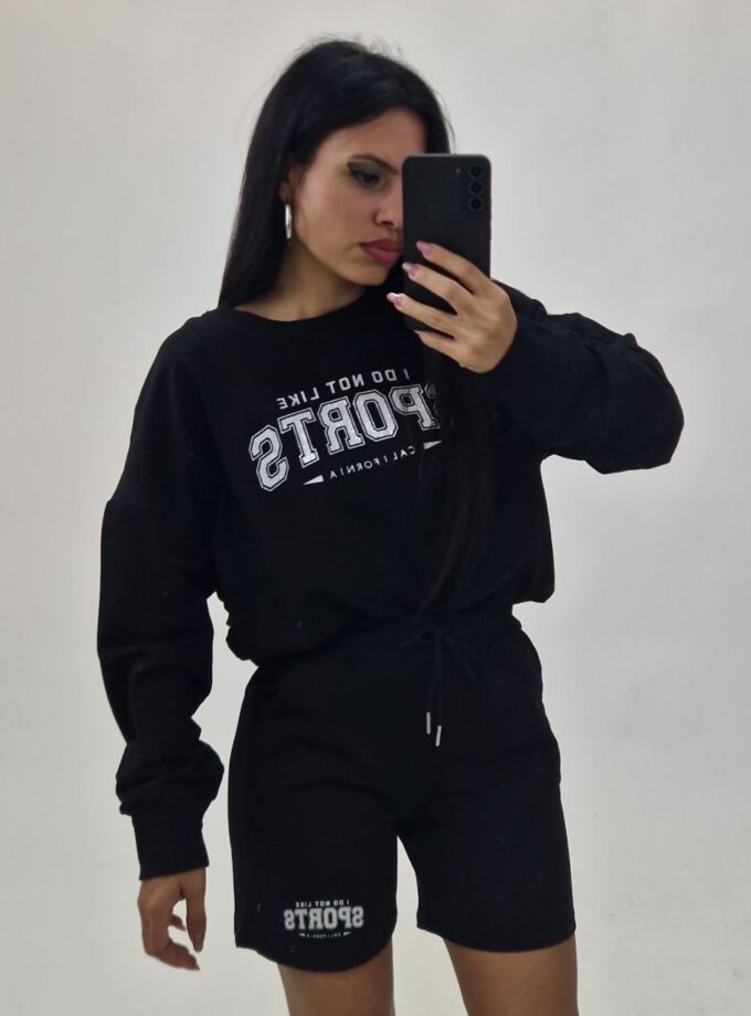 Coordinato Sportivo Con Shorts - Nera