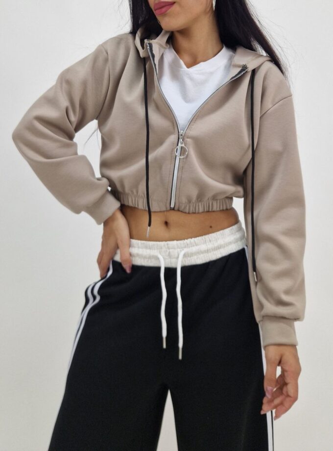 Felpa Crop - Beige